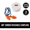 image3M Corded Reusable Earplugs 3 Pack Noise Reduction Rating NRR 25 dB Easy To Use ampamp Insert Pliable ampamp TriFlange Design Enhances Comfort ampamp Fit Orange Ear Plugs 90716H3DCTriflange  Soft  Reusable with NRR 25 dB