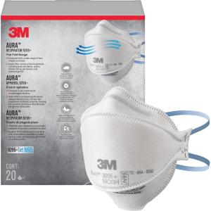 image3M Aura Particulate N95 Respirator 9205 Flat Fold Lightweight Design NonValved 20 Count Pack of 1