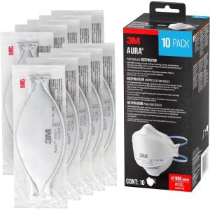 image3M Aura Particulate Respirator 9205 N95 Lightweight Three Panel Designed Respirator Helps Provide Comfortable And Convenient Respiratory Protection 10Pack