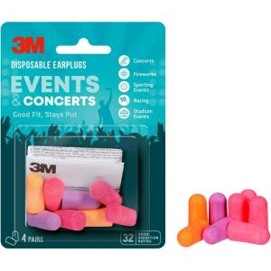 image3M Disposable Earplugs Events ampamp Concerts 4 Pairs 8 Total Plugs Noise Reduction Rating NRR 32 dB Good Fit Stays Put Soft ampamp Smooth Ear Plug Design Easy To Insert ampamp Remove EPEC4BCSIOC4 Count Pack of 1