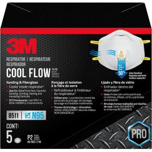 image3M N95 Respirator 8511 5 Pack NIOSHAPPROVED N95 Features 3M COOL FLOW Exhalation Valve Relief From Dusts ampamp Certain Particles During Sanding Pollen Mold Spores Dust Particles 8511HB2CPS
