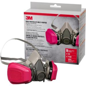 image3M P100OV OdorParticulate MultiPurpose Reusable Respirator 65021 Medium Size NIOSHAPPROVED Organic Vapor Cartridge ampamp P100 Rated Filters Flexible Thermoplastic Faceseal For Comfort 65021H1DC