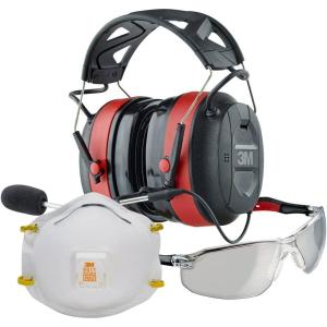 image3M Safety Bundle ProComms Electronic Hearing Protector with Bluetooth Wireless Technology  10Pack 8511 Cool Flow Valved N95 Respirator  3M Flat Temple Safety Eyewear