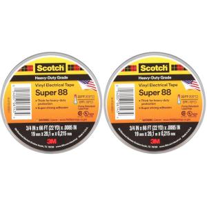 image3M Safety Super 88 Vinyl Electrical Tape 75 in x 66 ft Black 1Roll1 Pack of 2