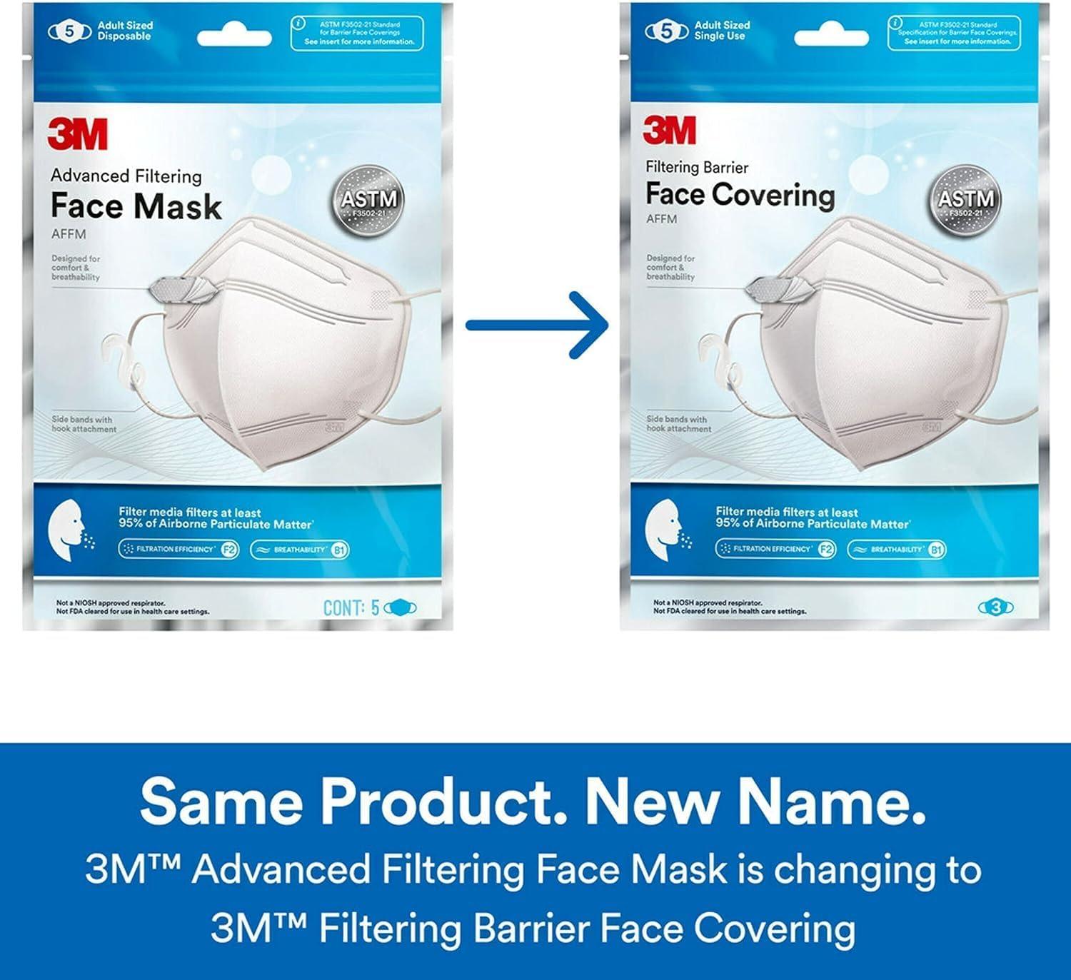 image3M Filtering Barrier Face Covering Soft Breathable Materials for Added Comfort Convenient and Disposable One Size 20Pack