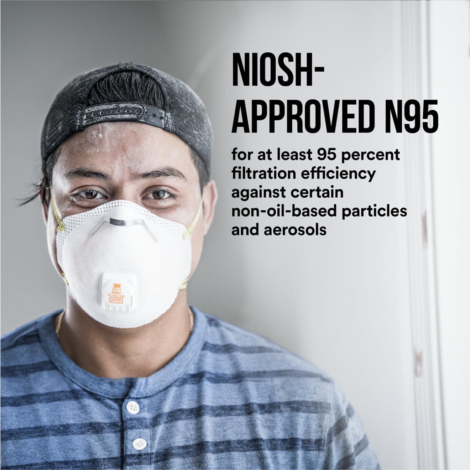 image3M N95 Respirator 8511 2 Pack Features 3M COOL FLOW Exhalation Valve NIOSHAPPROVED N95 Advanced Filter Media For Easy Breathing Lightweight Comfortable Design For Longer Wear 8511DA12APS