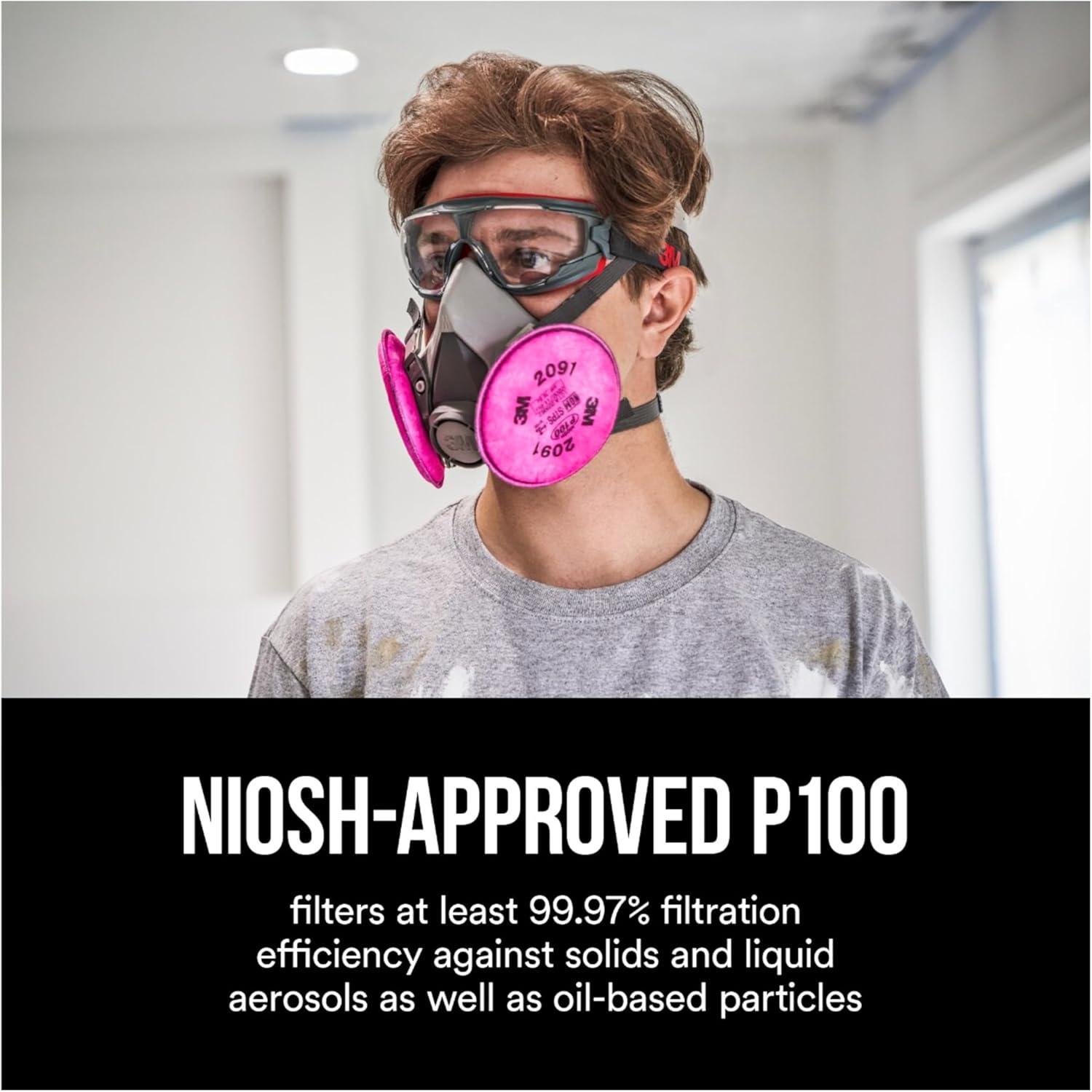image3M P100 Performance Filter 2091 2 Pairs Use With Any 3M Bayonet Mount Respirator NIOSHAPPROVED P100 Filters For Removal Of Mold Lead Paint amp Working With Fiberglass Insulation 2091P2DC78 Inch x 245 Inch