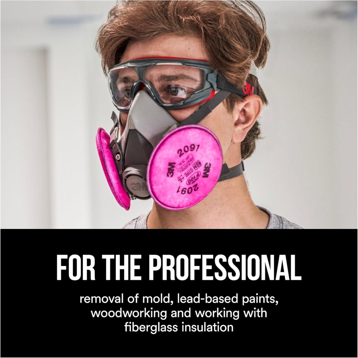 image3M P100 Performance Filter 2091 2 Pairs Use With Any 3M Bayonet Mount Respirator NIOSHAPPROVED P100 Filters For Removal Of Mold Lead Paint amp Working With Fiberglass Insulation 2091P2DC78 Inch x 245 Inch