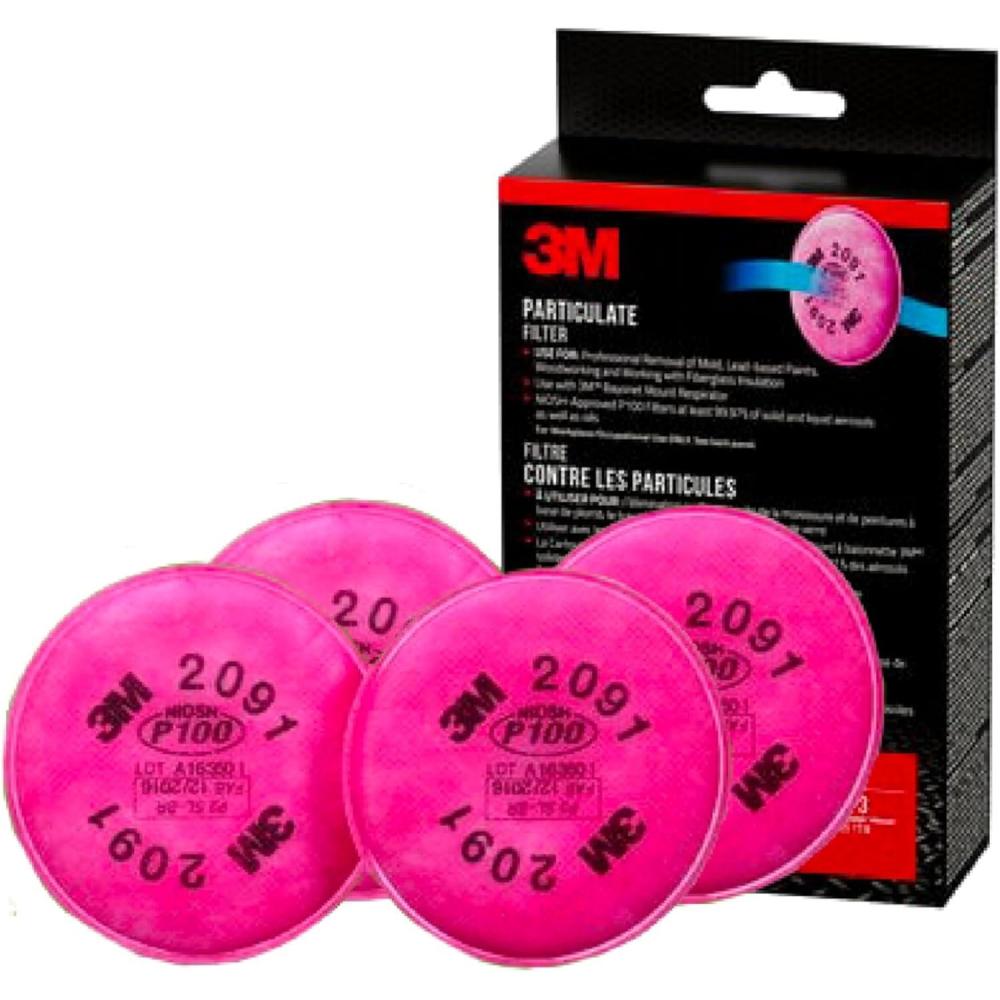 image3M P100 Performance Filter 2091 2 Pairs Use With Any 3M Bayonet Mount Respirator NIOSHAPPROVED P100 Filters For Removal Of Mold Lead Paint amp Working With Fiberglass Insulation 2091P2DC78 Inch x 245 Inch