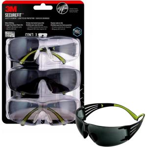 image3M SecureFit 400 Safety Eyewear 3 Pack Multi Shaded Lenses Clear  Mirror  Gray Lenses ImpactResistant Lens Blocks 999 of UV Anti Fog Low Profile Design Safety Glasses SF400W3PKPSAdult
