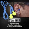 image:image3M PushIns Corded Earplugs 28 dB NRR PushtoFit Ear Plugs Great for Construction Sites Soft Foam Comfort Corded Design for Easy Storage 5 PairsPack