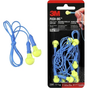 image:image3M PushIns Corded Earplugs 28 dB NRR PushtoFit Ear Plugs Great for Construction Sites Soft Foam Comfort Corded Design for Easy Storage 5 PairsPack