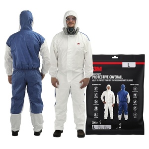image:image3M Heavy Duty Protective Coverall with Hood TwoWay Zipper Elastic Waist Breathable Material Mens and Womens White Disposable Coverall L