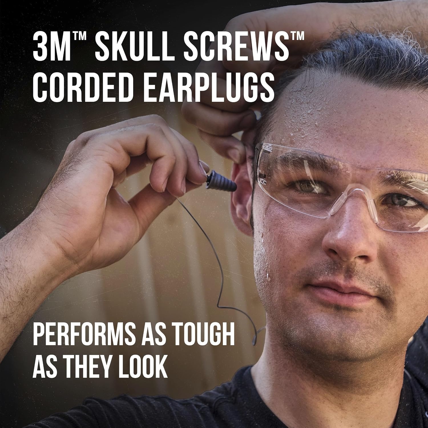 image:image3M Skull Screws Corded Earplugs 32 dB NRR Durable amp Comfortable Great for Extended Wear Tapered Design for Versatile Fit Corded for Easy Storage 4 PairPack
