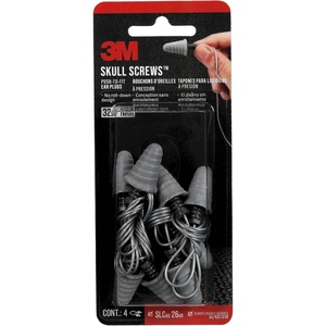 image:image3M Skull Screws Corded Earplugs 32 dB NRR Durable amp Comfortable Great for Extended Wear Tapered Design for Versatile Fit Corded for Easy Storage 4 PairPack